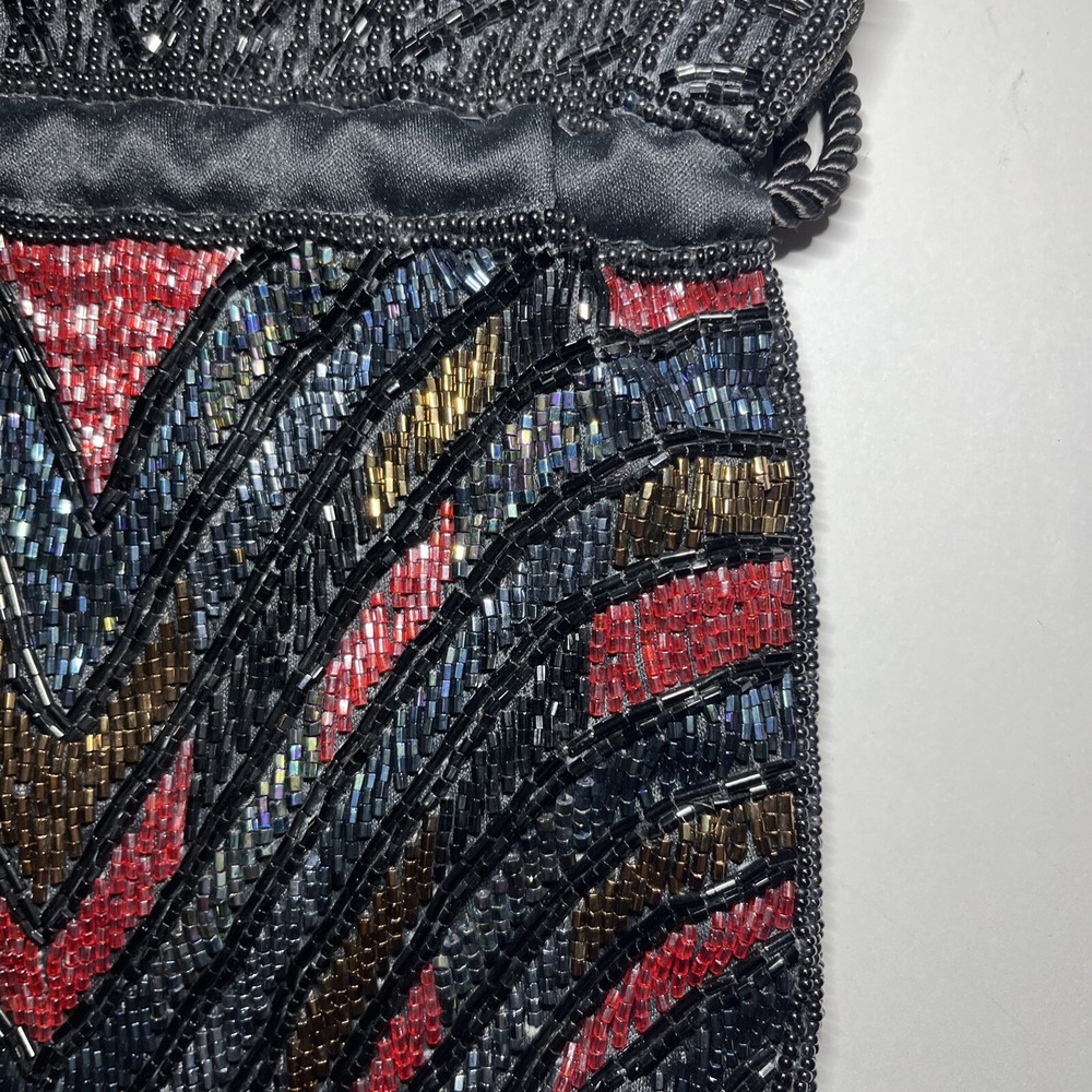 Beaded Bucket Bag Purse Hobo Multi Color Beads Chevron Coroner Brand NWT - Picture 7 of 14